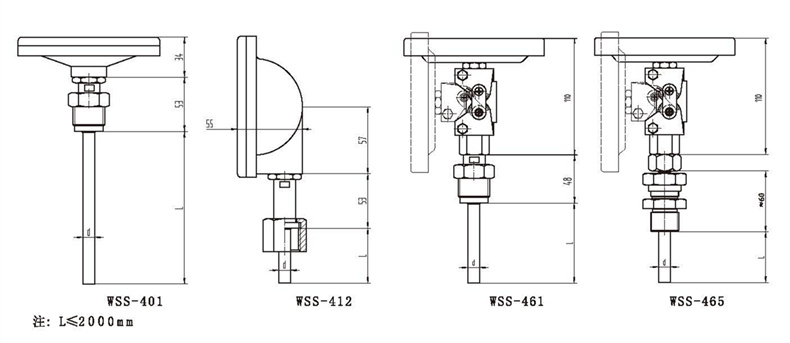 WSS工業雙金屬溫度計（通用型螺紋式）_http://m.marianenglish.com_雙金屬溫度計_第3張